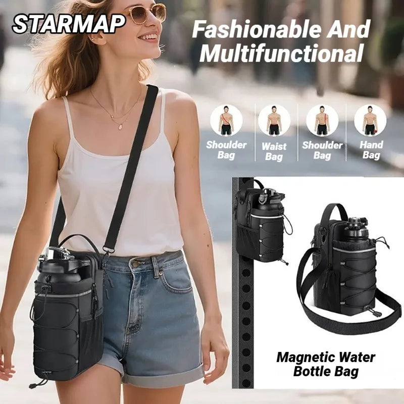 Magnetic Gym Bottle Sling Bag With Storage Pockets